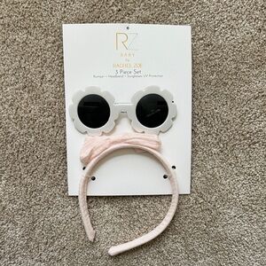 Rachel Zoe White Flower Sunglasses with Light Pink Bow Headband